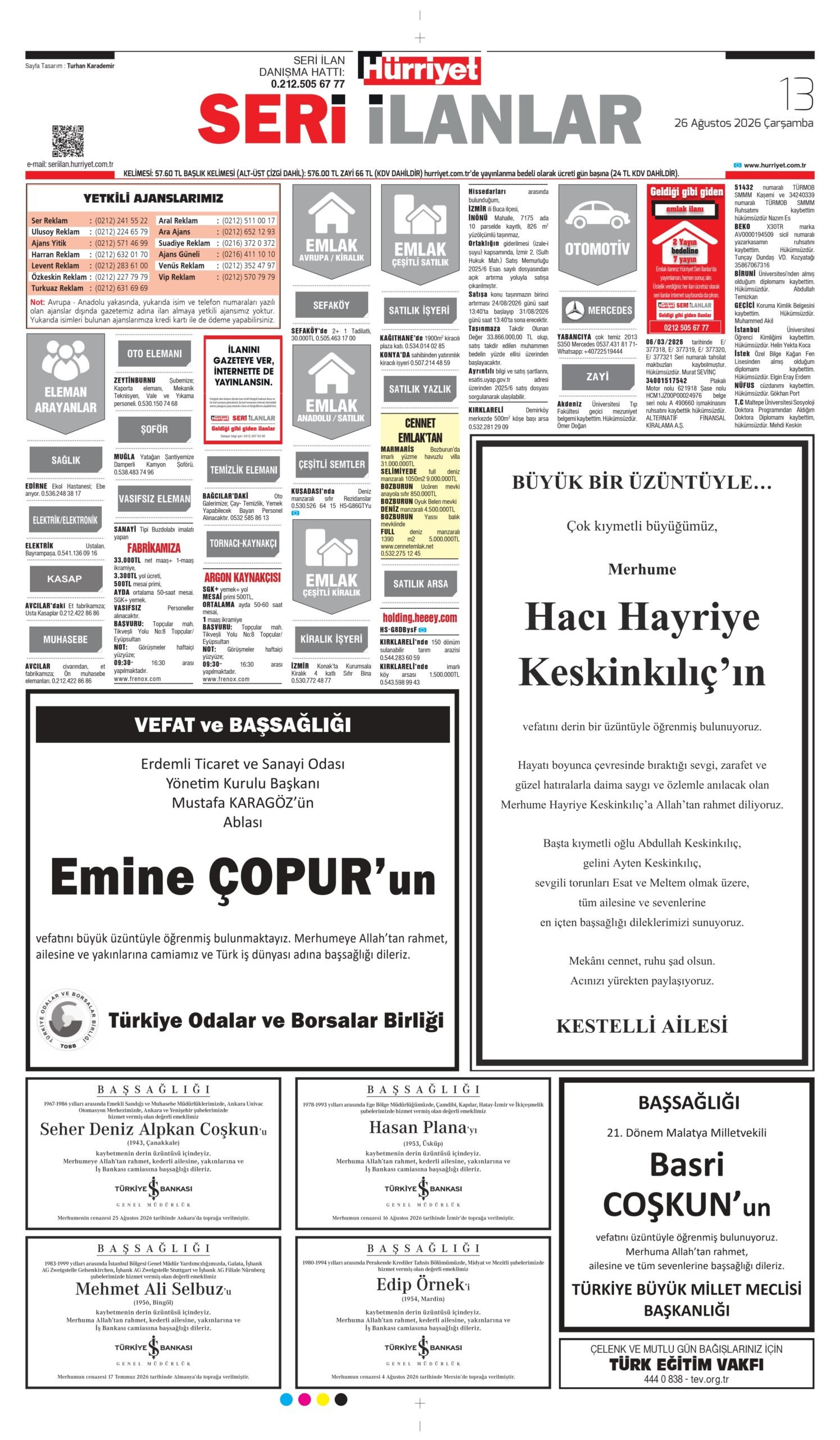 Bugünkü Vefat İlanlar