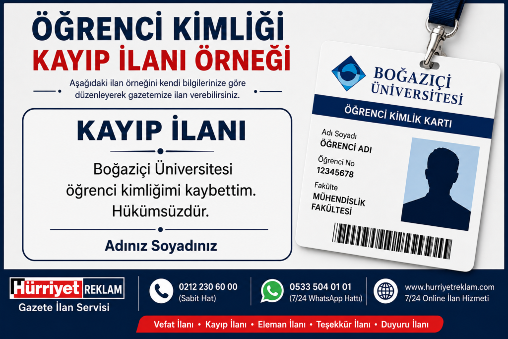 Öğrenci KimliğiKayıp İlanı