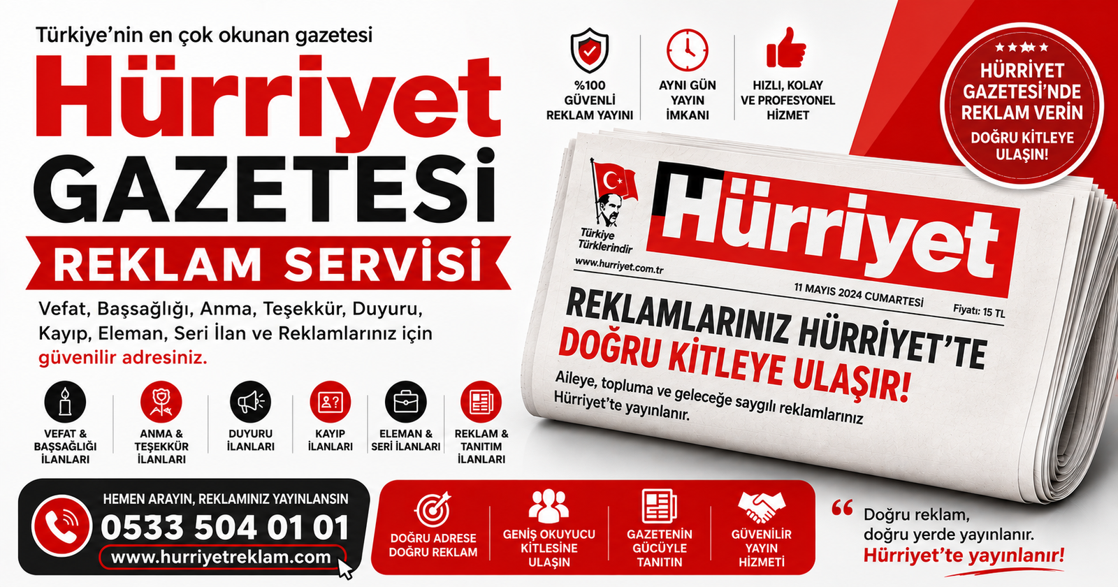 Hürriyet Reklam Servisi, Hürriyet Seri İlanlar, Hürriyet İlan Servisi,
